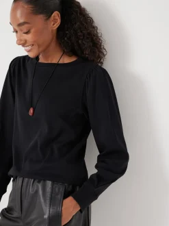 Hush Black Emily Puff Sleeve Jersey Top