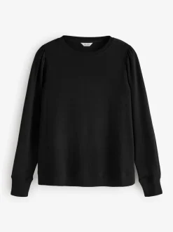 Hush Black Emily Puff Sleeve Jersey Top