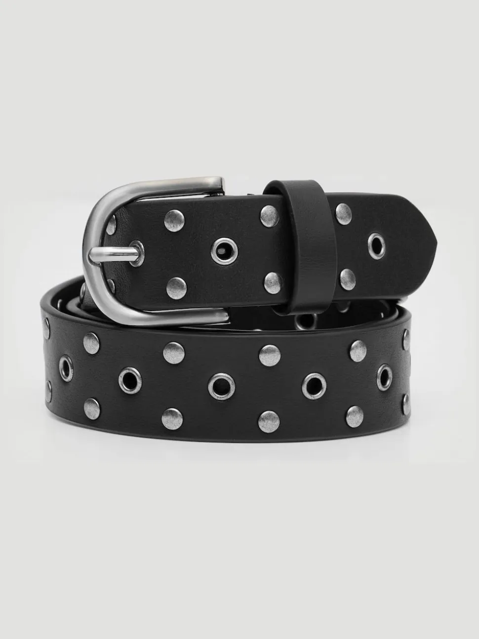 Hush Black Leather Studded Eyelet Belt