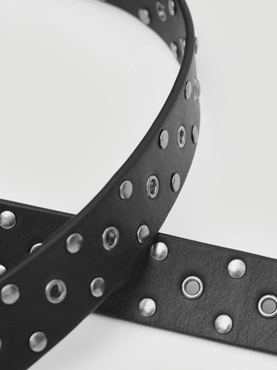 Hush Black Leather Studded Eyelet Belt