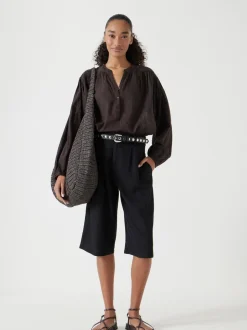 Hush Black Linen Blend Lya Bermuda Shorts