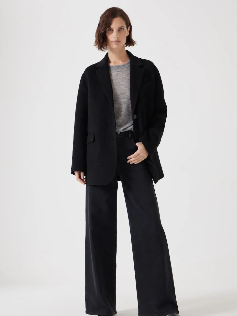 Hush Black Pure Wool Double Faced Blazer
