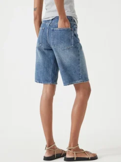 Hush Blue Boyfriend Long Denim 100% Cotton Shorts