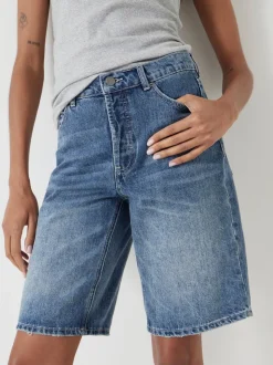 Hush Blue Boyfriend Long Denim 100% Cotton Shorts