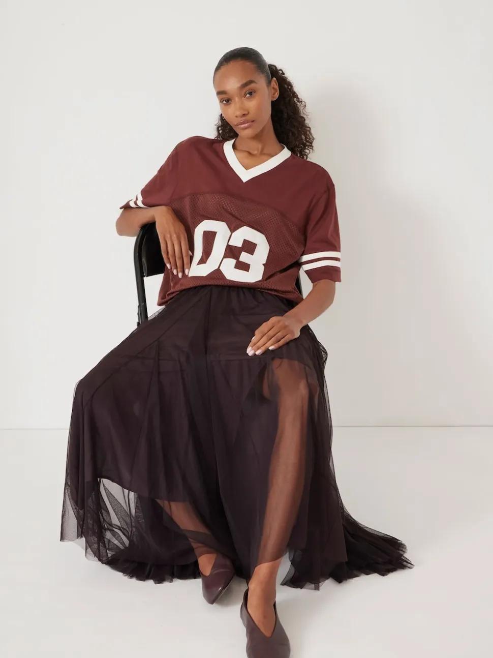 Hush Brown Millie Godet Skirt