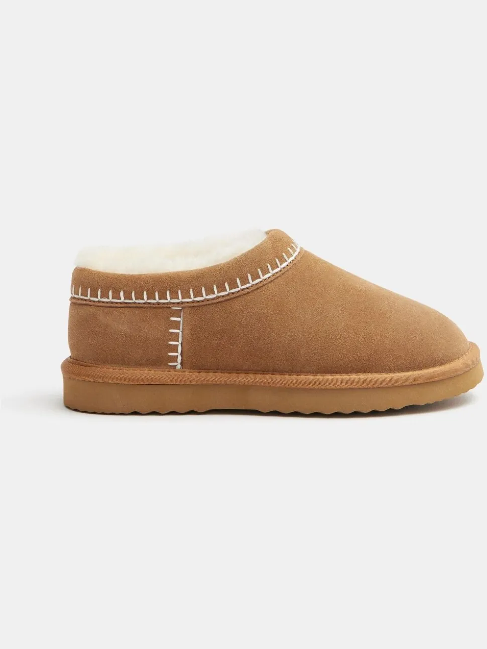 Hush Brown Padded Collar Shearling Snug Slippers