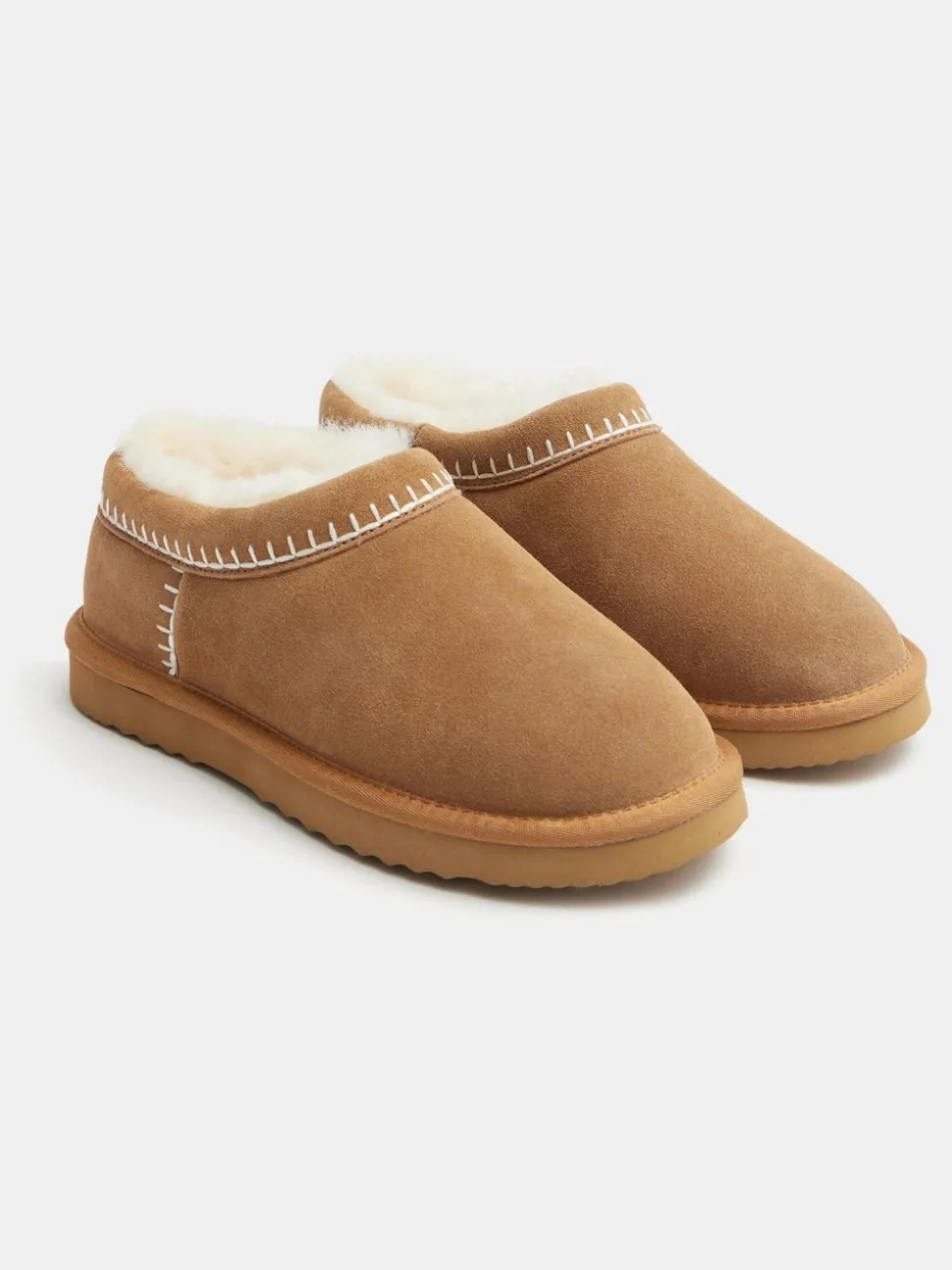 Hush Brown Padded Collar Shearling Snug Slippers