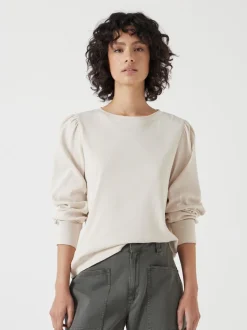 Hush Cream Emily Puff Sleeve Jersey Top