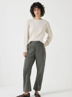 Hush Cream Emily Puff Sleeve Jersey Top