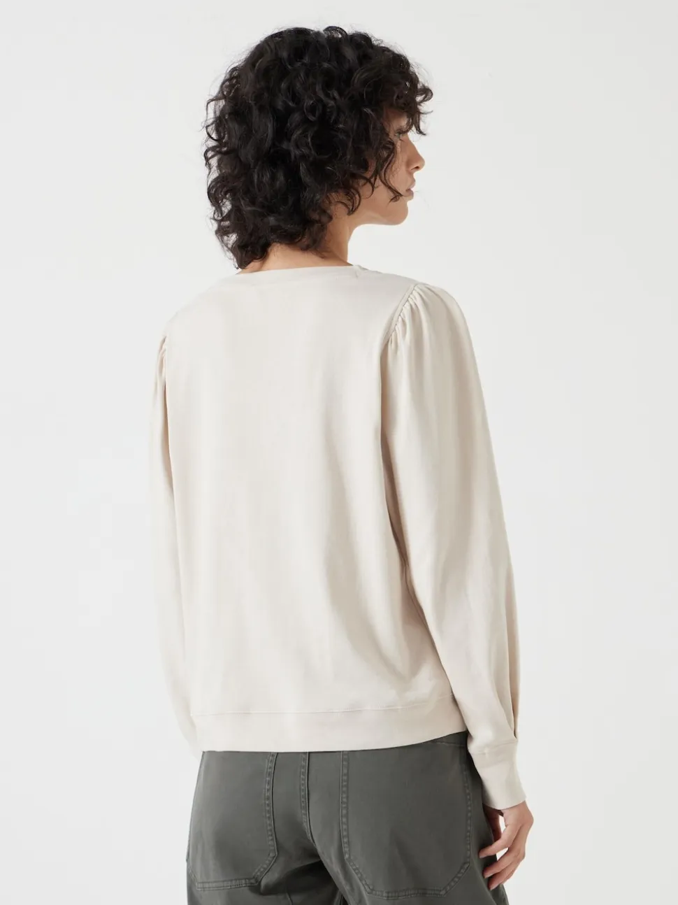 Hush Cream Emily Puff Sleeve Jersey Top