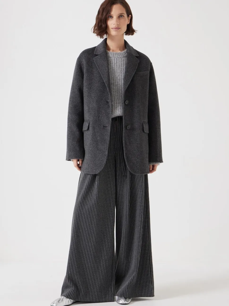 Hush Grey Pure Wool Double Faced Blazer
