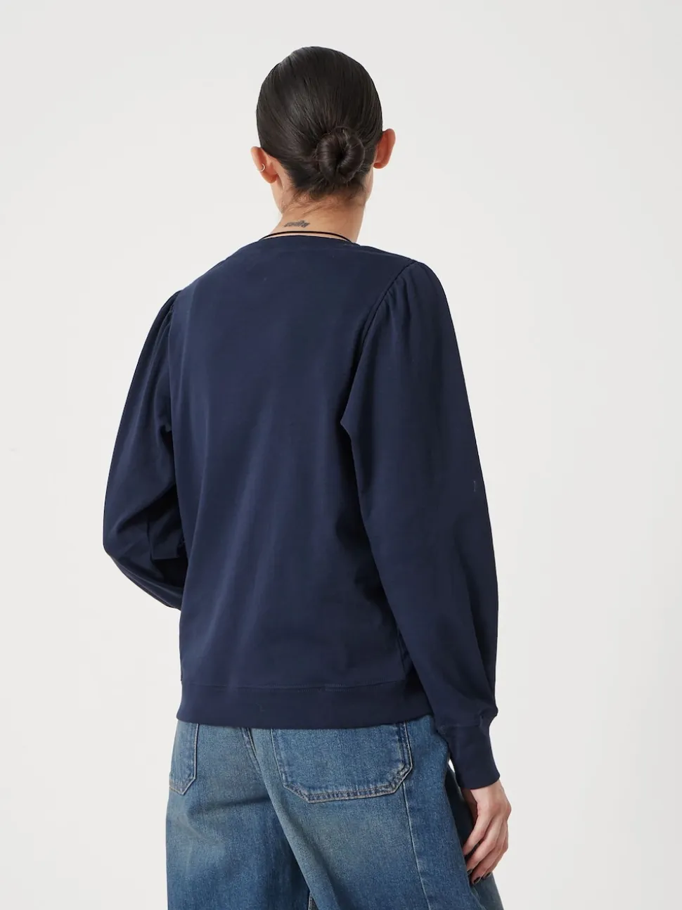 Hush Navy Blue Emily Puff Sleeve Jersey Top