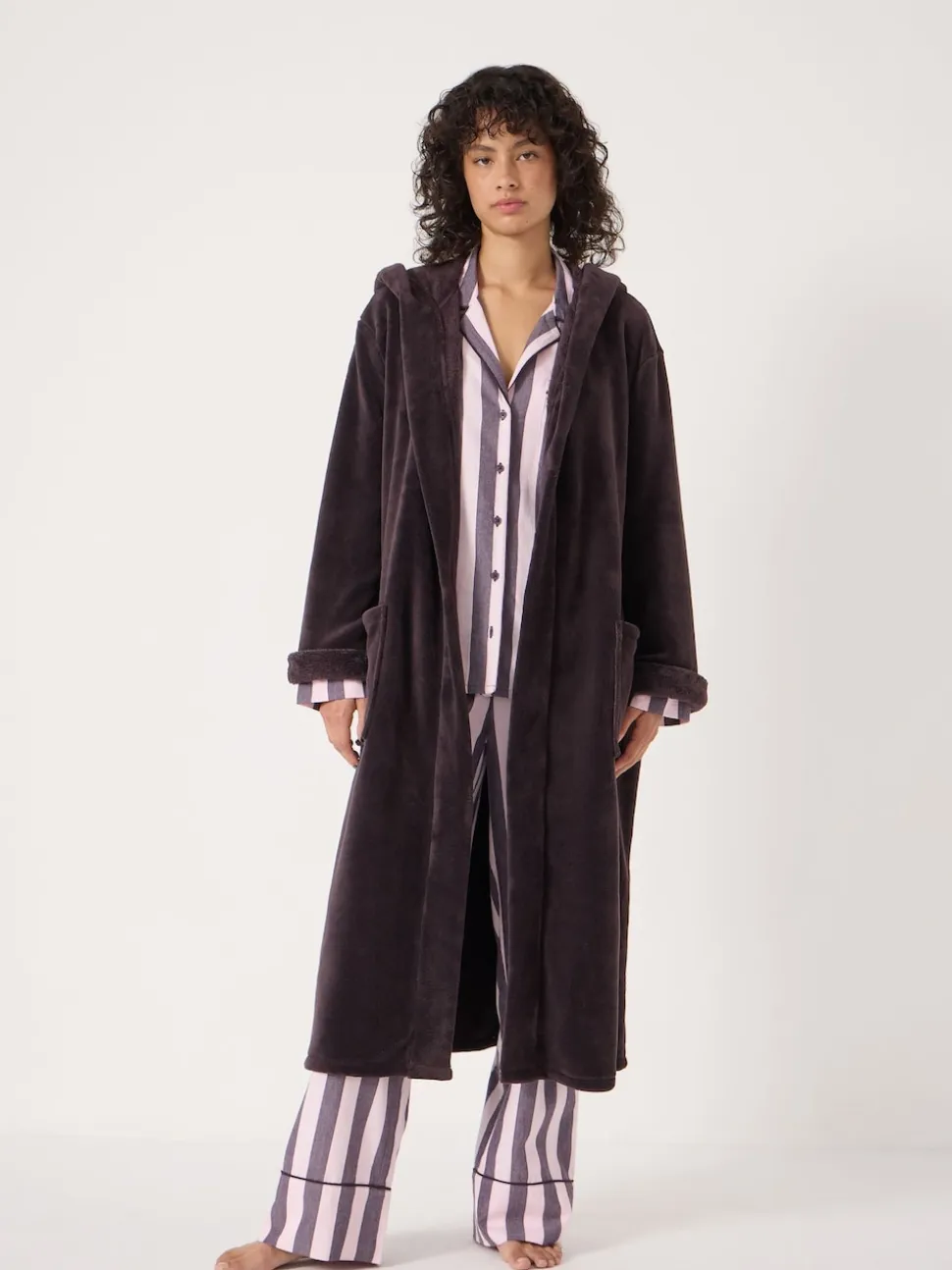 Hush Purple Fluffy Hooded Dressing Gown