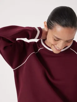Hush Red Striped Rib Raglan Sweatshirt