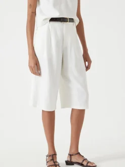 Hush White Linen Blend Lya Bermuda Shorts