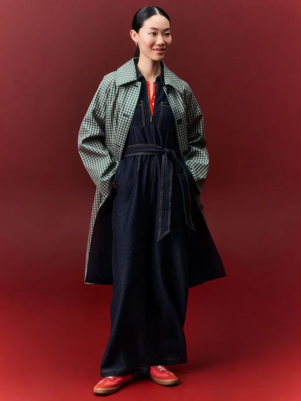 Indigo Blue Denim Jersey Jumpsuit