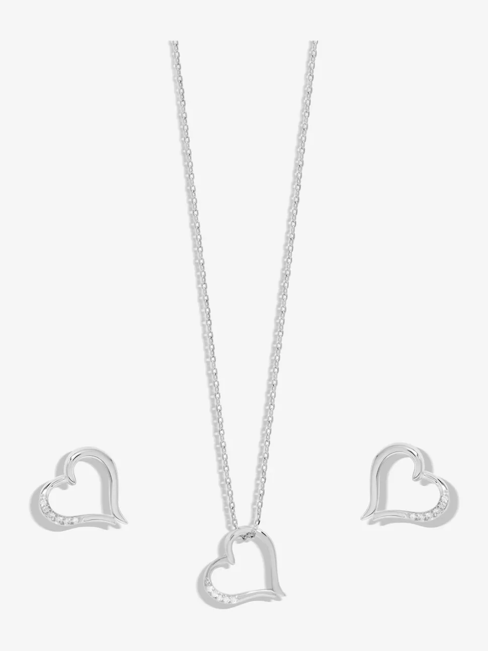 Inicio Silver Tone Heart Pendant Set