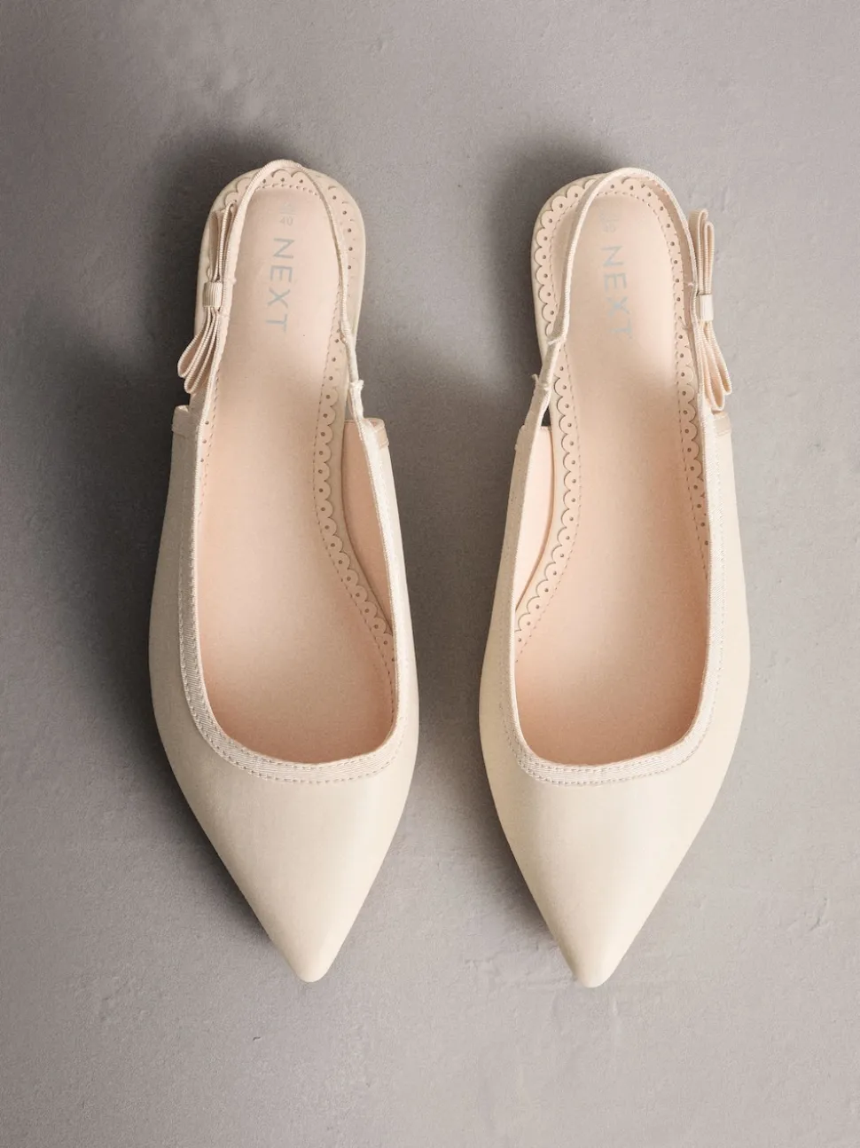 Ivory Forever Comfort® Point Toe Bow Back Slingback Flats