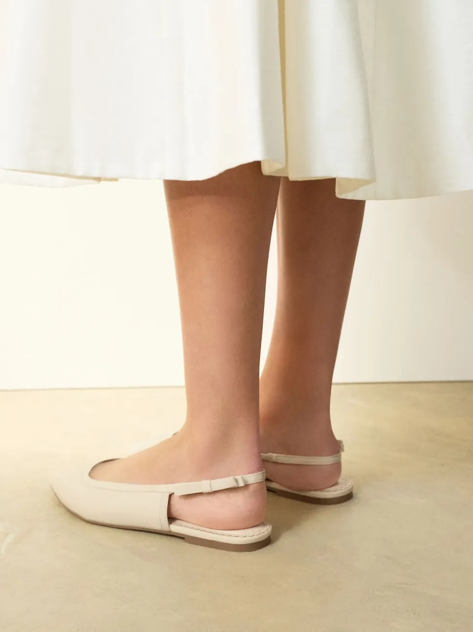 Ivory Forever Comfort® Point Toe Bow Back Slingback Flats