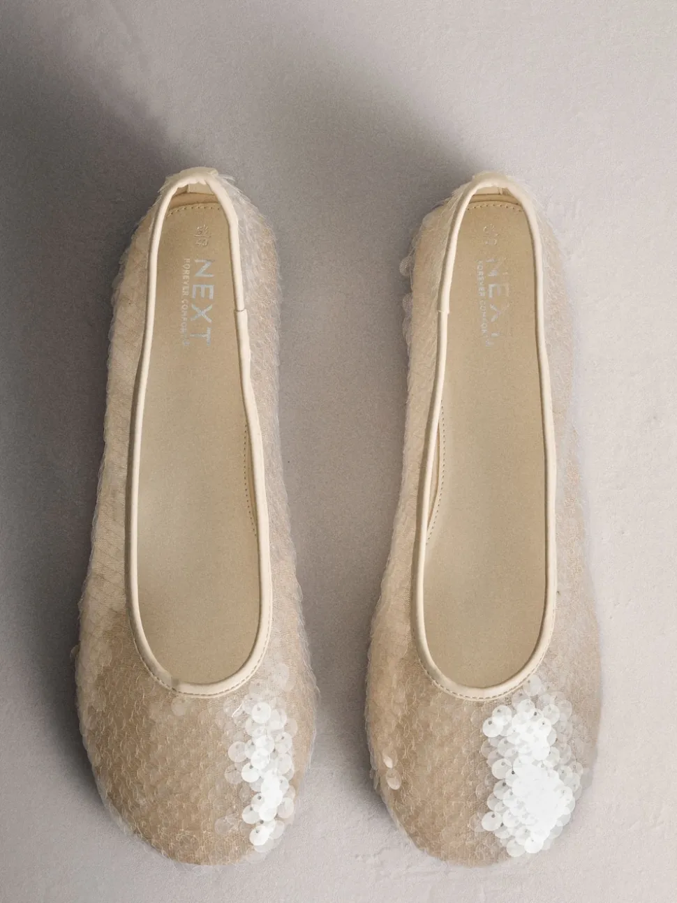 Ivory Forever Comfort® Round Toe Sequin Ballerina Flats