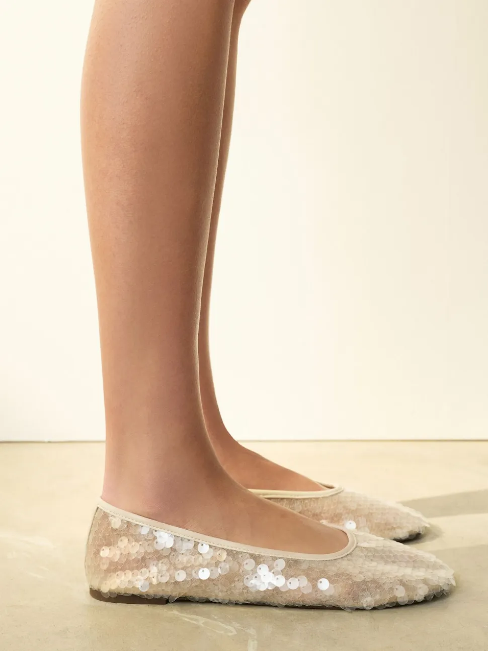 Ivory Forever Comfort® Round Toe Sequin Ballerina Flats