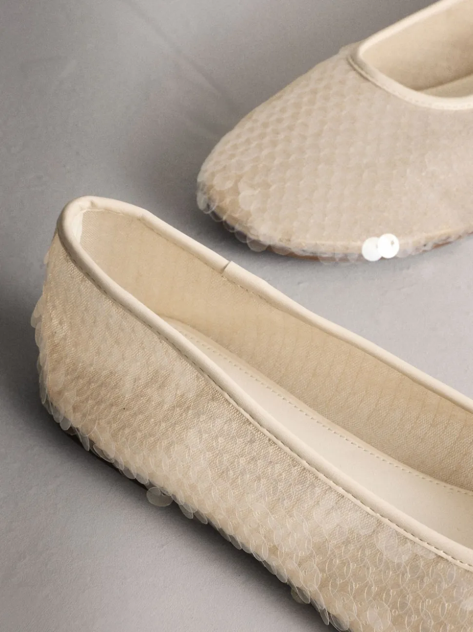 Ivory Forever Comfort® Round Toe Sequin Ballerina Flats