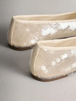 Ivory Forever Comfort® Round Toe Sequin Ballerina Flats