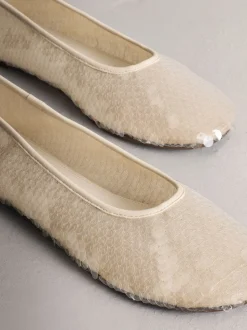 Ivory Forever Comfort® Round Toe Sequin Ballerina Flats