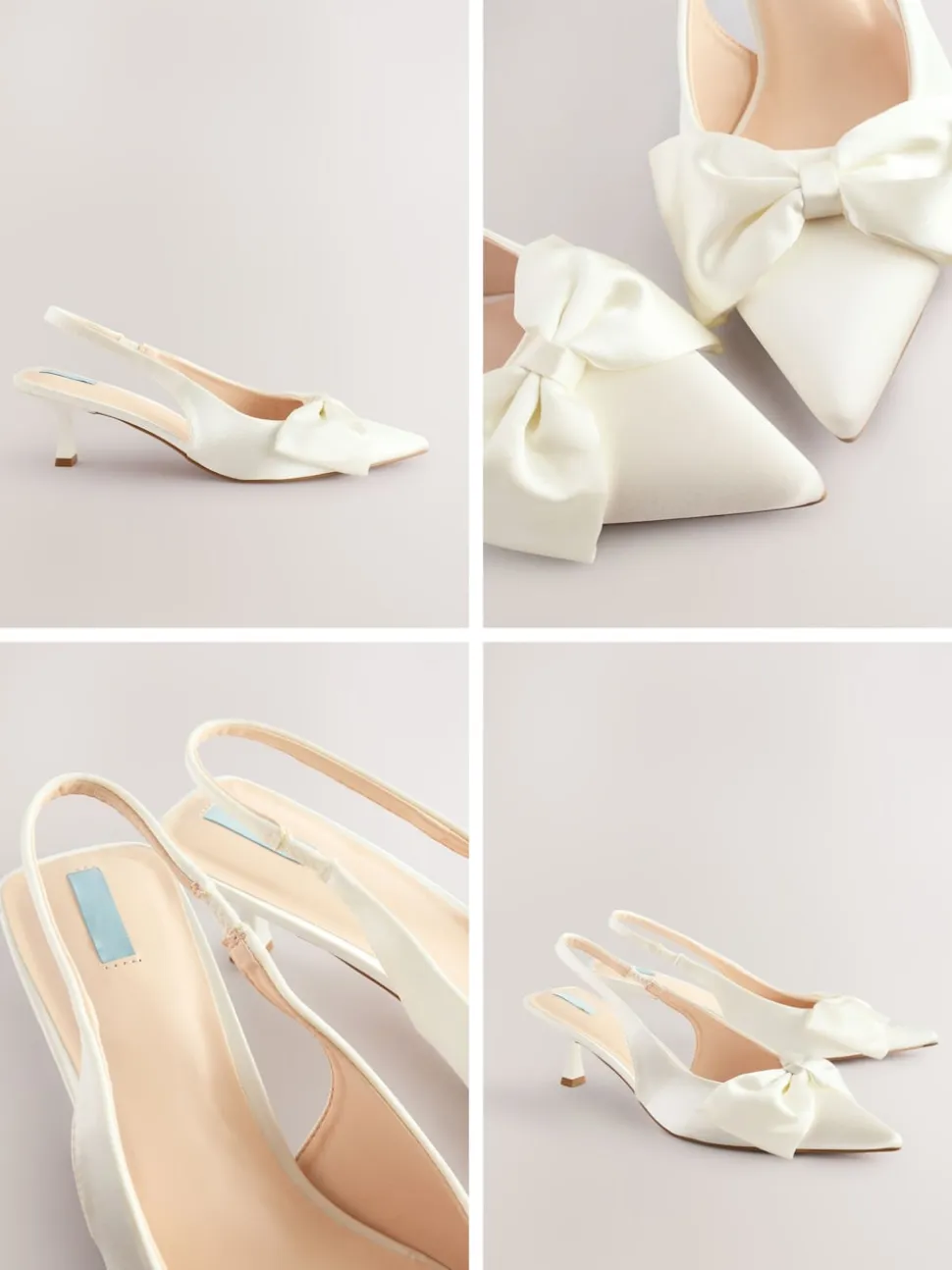 Ivory Forever Comfort® Wedding Satin Bow Pointed Toe Slingback Heels