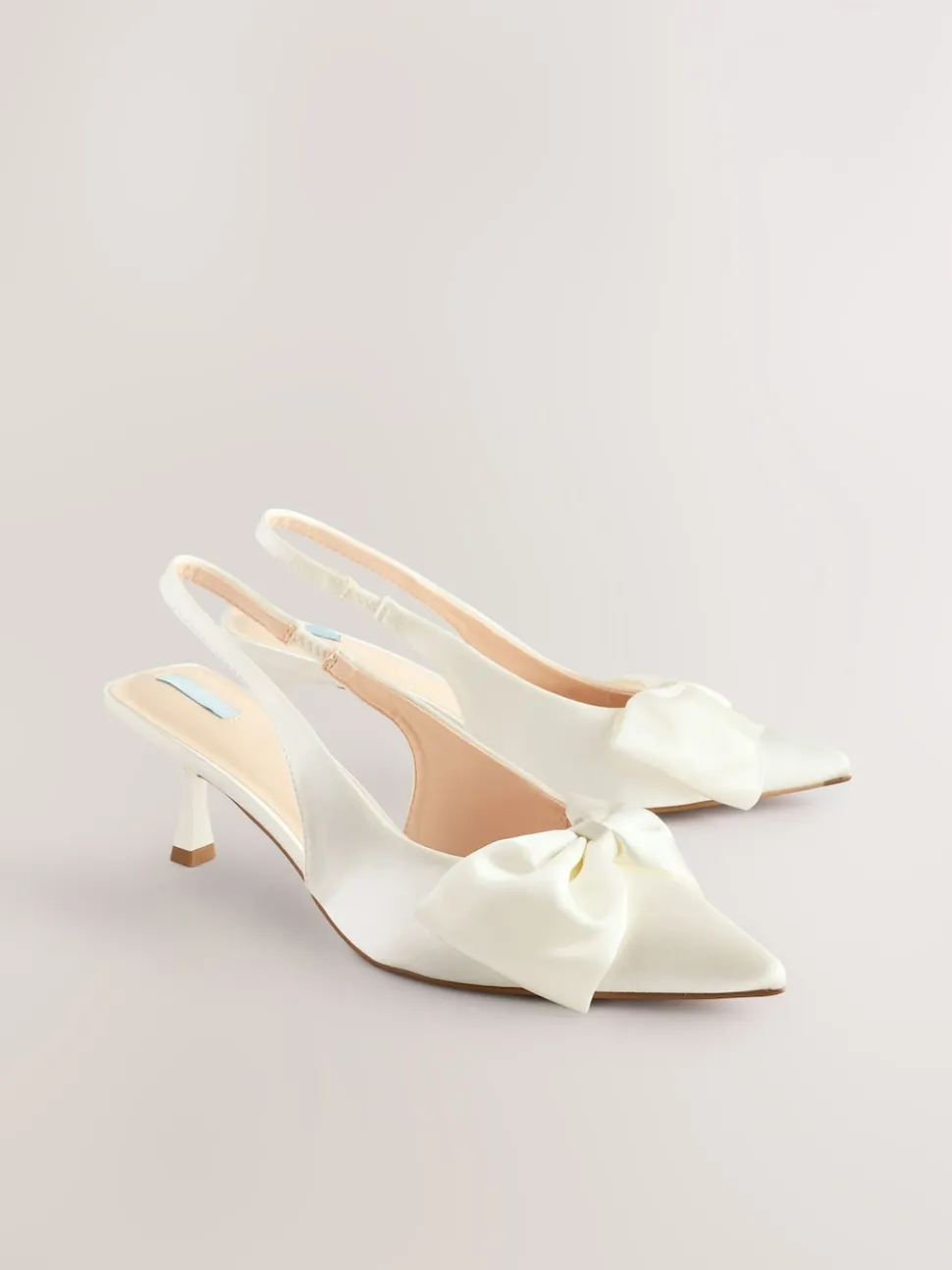 Ivory Forever Comfort® Wedding Satin Bow Pointed Toe Slingback Heels