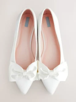 Ivory Forever Comfort® Wedding Point Toe Bow Bridal Ballet Shoes