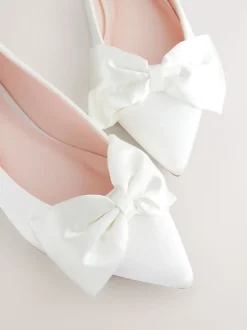 Ivory Forever Comfort® Wedding Point Toe Bow Bridal Ballet Shoes