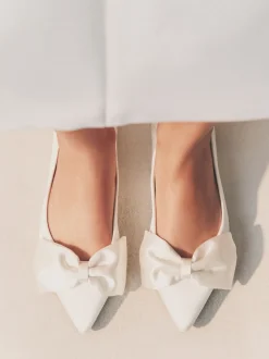 Ivory Forever Comfort® Wedding Point Toe Bow Bridal Ballet Shoes