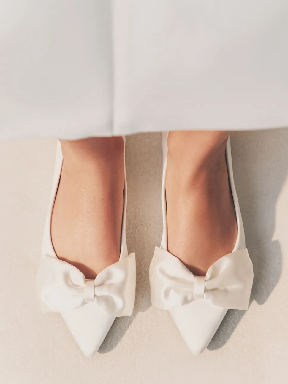 Ivory Forever Comfort® Wedding Point Toe Bow Bridal Ballet Shoes