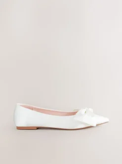 Ivory Forever Comfort® Wedding Point Toe Bow Bridal Ballet Shoes