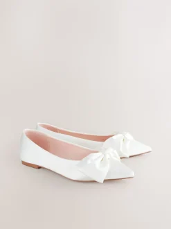 Ivory Forever Comfort® Wedding Point Toe Bow Bridal Ballet Shoes