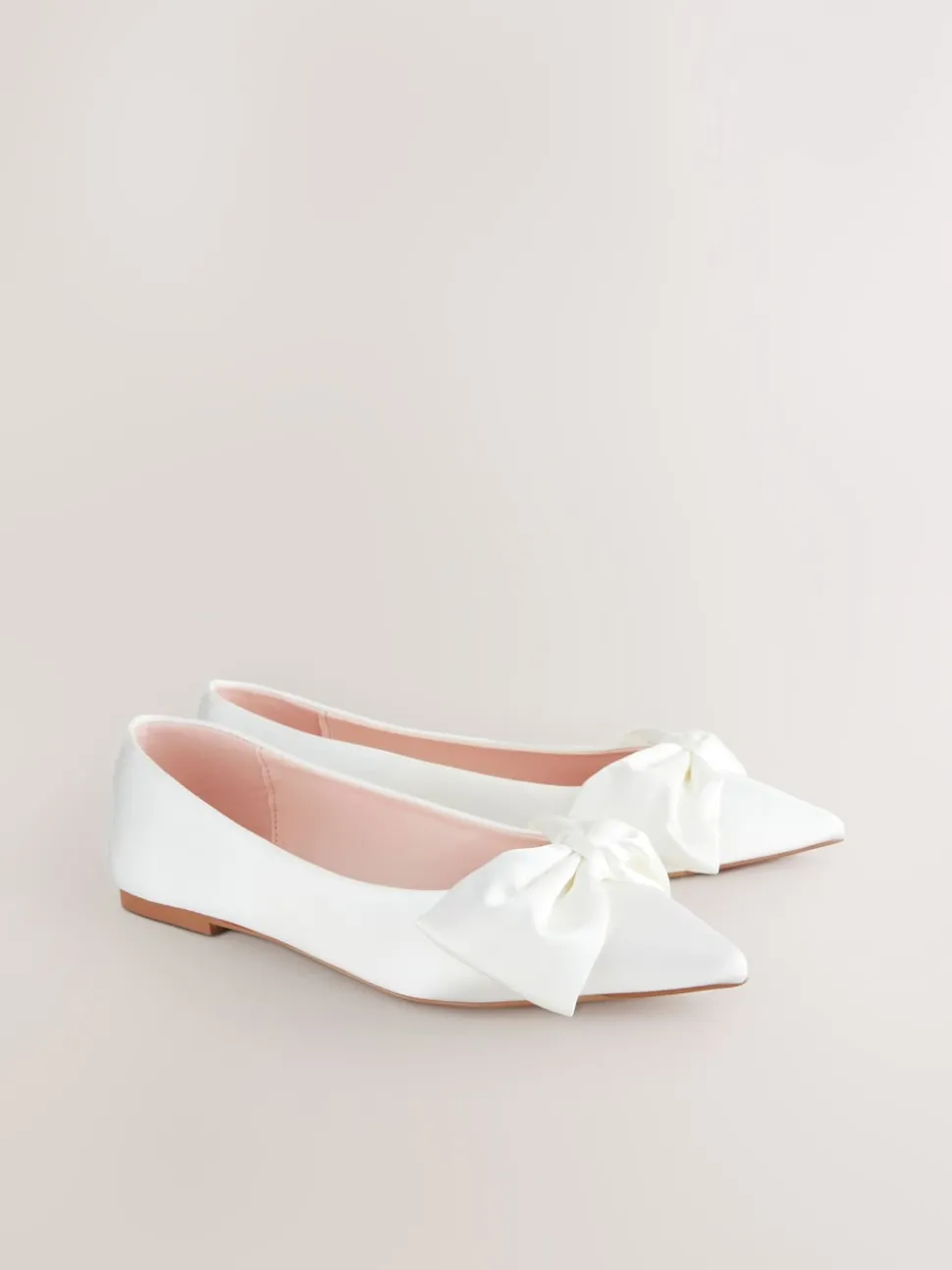 Ivory Forever Comfort® Wedding Point Toe Bow Bridal Ballet Shoes