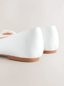 Ivory Forever Comfort® Wedding Point Toe Bow Bridal Ballet Shoes