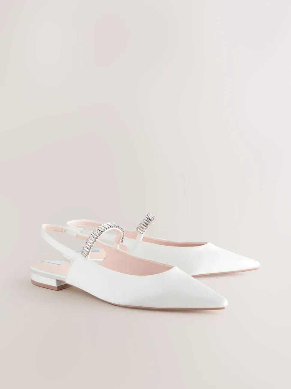 Ivory Wedding Point Toe Jewel Mary Jane Bridal Slingback Shoes