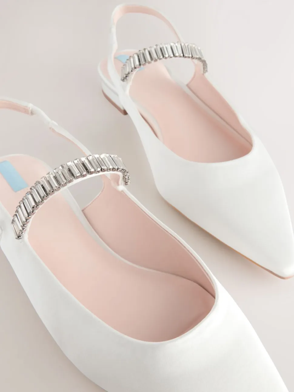 Ivory Wedding Point Toe Jewel Mary Jane Bridal Slingback Shoes