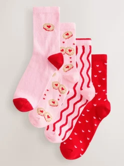 Jammy Heart Ankle Socks 4 Pack