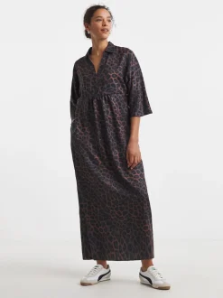JD Williams Animal Collarless Placket 3/4 Sleeve Smock Dress
