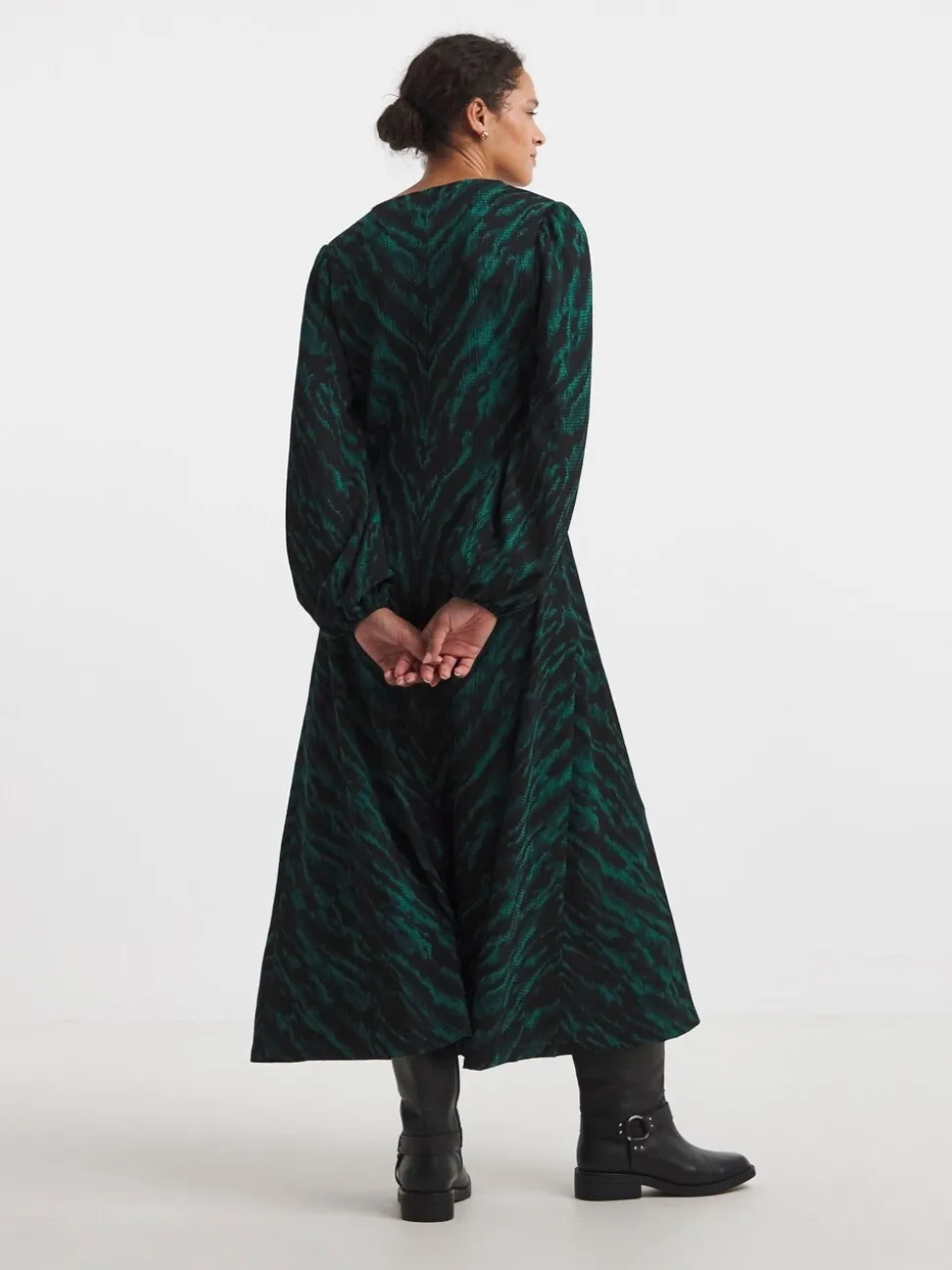 JD Williams Animal Textured Jersey Long Sleeve V-Neck Maxi Dress