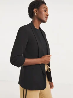 JD Williams Black Ruched Sleeve Blazer