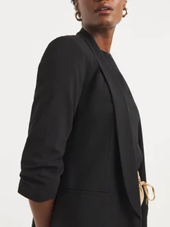 JD Williams Black Ruched Sleeve Blazer