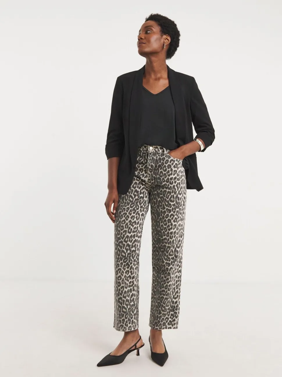 JD Williams Black Ruched Sleeve Blazer