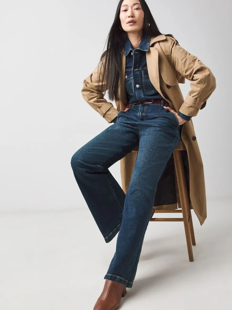 JD Williams Blue Denim Wide Leg Jumpsuit