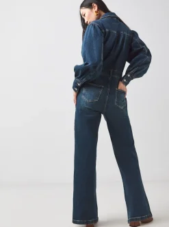 JD Williams Blue Denim Wide Leg Jumpsuit