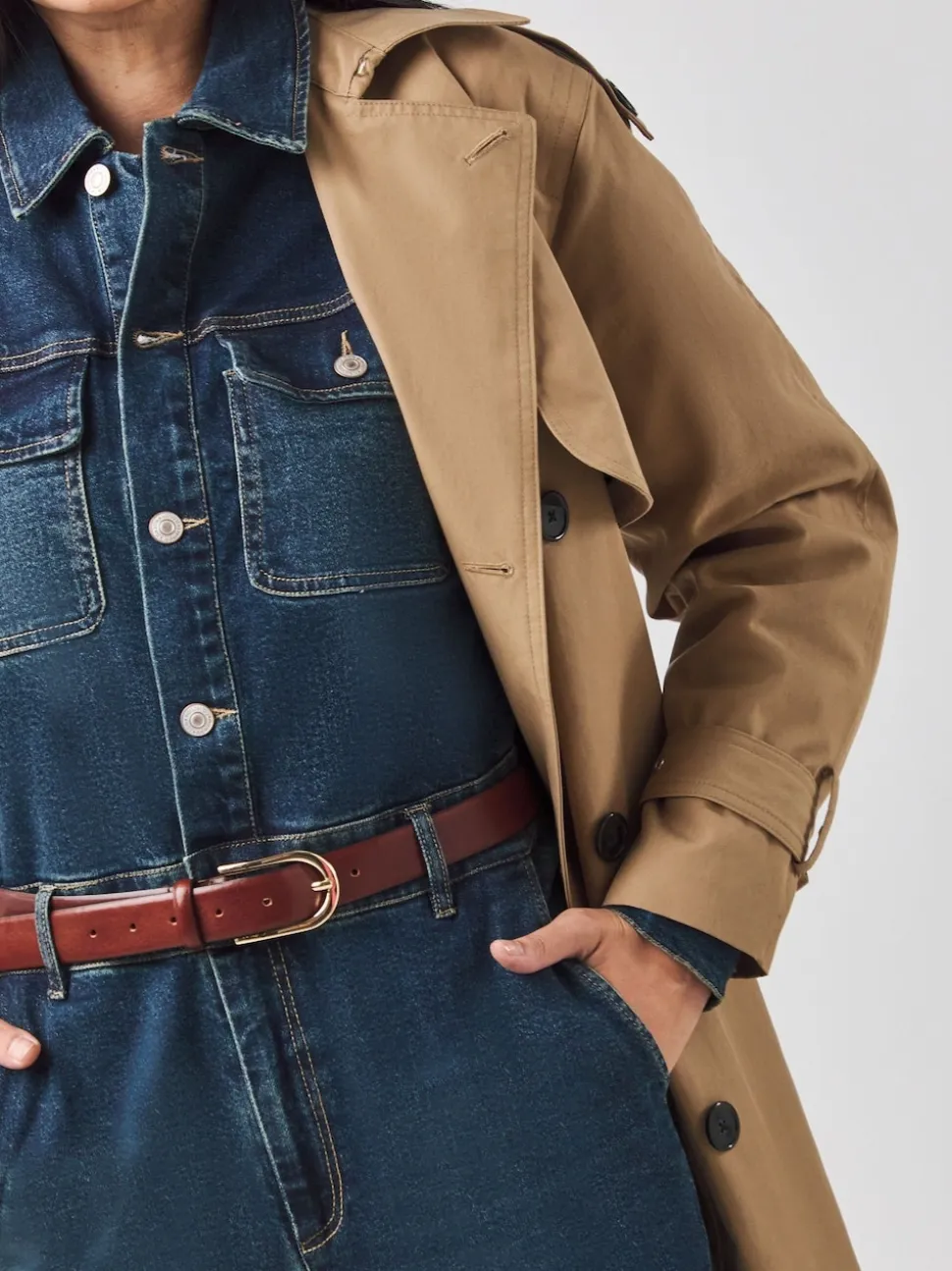 JD Williams Blue Denim Wide Leg Jumpsuit