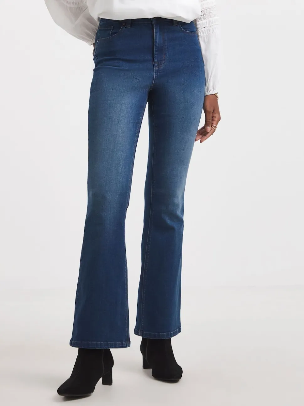 JD Williams Blue High Waist Super Stretch Bootcut Jeans